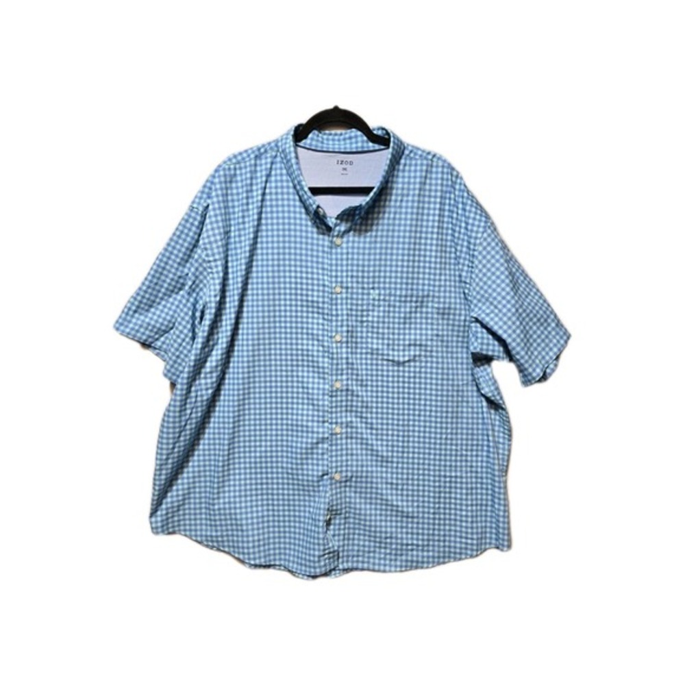 Izod Men's Short Sleeves Shirt 3XL Blue Plaid‎ Collared